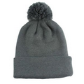 12" Knit Hat pompom Beanie charcoal dark grey